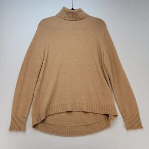 J. Crew Turtleneck Sweater Womens Small Tan Wool Alpaca Blend High Low
